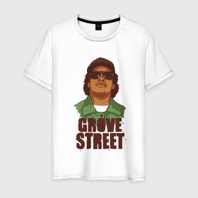Мужская футболка хлопок с принтом grove street в Курске, 100% хлопок | прямой крой, круглый вырез горловины, длина до линии бедер, слегка спущенное плечо. | eazy e | gta | raiders | san andreas | райдер