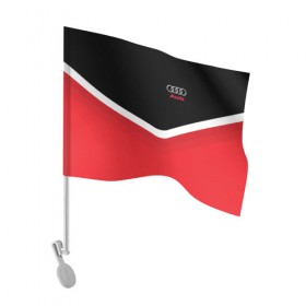 Флаг для автомобиля с принтом Audi Black & Red в Курске, 100% полиэстер | Размер: 30*21 см | audi | ауди | кольца | красный | машина | черный