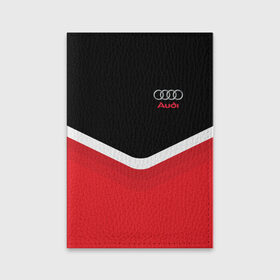 Обложка для паспорта матовая кожа с принтом Audi Black & Red в Курске, натуральная матовая кожа | размер 19,3 х 13,7 см; прозрачные пластиковые крепления | Тематика изображения на принте: audi | ауди | кольца | красный | машина | черный
