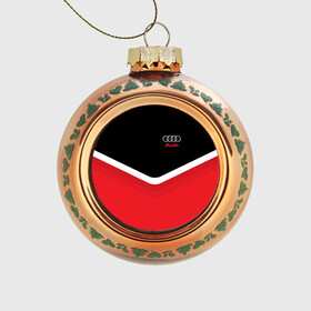 Стеклянный ёлочный шар с принтом Audi Black & Red в Курске, Стекло | Диаметр: 80 мм | Тематика изображения на принте: audi | ауди | кольца | красный | машина | черный