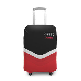 Чехол для чемодана 3D с принтом Audi Black & Red в Курске, 86% полиэфир, 14% спандекс | двустороннее нанесение принта, прорези для ручек и колес | audi | ауди | кольца | красный | машина | черный