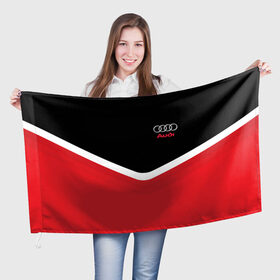 Флаг 3D с принтом Audi Black & Red в Курске, 100% полиэстер | плотность ткани — 95 г/м2, размер — 67 х 109 см. Принт наносится с одной стороны | audi | ауди | кольца | красный | машина | черный