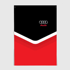 Постер с принтом Audi Black & Red в Курске, 100% бумага
 | бумага, плотность 150 мг. Матовая, но за счет высокого коэффициента гладкости имеет небольшой блеск и дает на свету блики, но в отличии от глянцевой бумаги не покрыта лаком | audi | ауди | кольца | красный | машина | черный