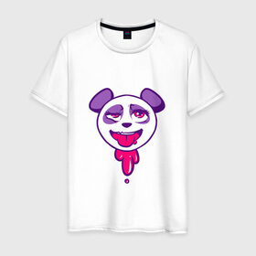 Мужская футболка хлопок с принтом Ахегао панда в Курске, 100% хлопок | прямой крой, круглый вырез горловины, длина до линии бедер, слегка спущенное плечо. | Тематика изображения на принте: ahegao | аниме | ахегао
