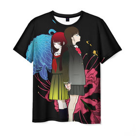 Мужская футболка 3D с принтом Адская девочка в Курске, 100% полиэфир | прямой крой, круглый вырез горловины, длина до линии бедер | ai enma | anime | hell girl | jigoku shoujo | адская девочка | аниме