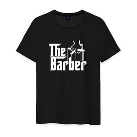 Мужская футболка хлопок с принтом The Barber godfather в Курске, 100% хлопок | прямой крой, круглый вырез горловины, длина до линии бедер, слегка спущенное плечо. | barber | barbershop | hair | style | барбер | барбершоп | стиль