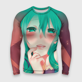 Мужской рашгард 3D с принтом Miku Ahegao в Курске,  |  | вокалоид | зеленоволосая девушка | мику ахегао | хатсуне мику