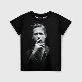 Детская футболка 3D с принтом Ryan Gosling в Курске, 100% гипоаллергенный полиэфир | прямой крой, круглый вырез горловины, длина до линии бедер, чуть спущенное плечо, ткань немного тянется | ryan gosling | актер | райан гослинг