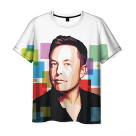 Мужская футболка 3D с принтом Илон Маск в Курске, 100% полиэфир | прямой крой, круглый вырез горловины, длина до линии бедер | elon musk | тесла