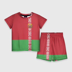 Детский костюм с шортами 3D с принтом Белоруссия, лента с гербом в Курске,  |  | belarus | byelorussia | беларусь | белорус | белоруссия | белорусский | минск | республика | флаг