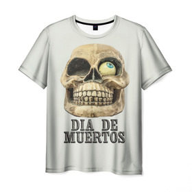 Мужская футболка 3D с принтом Dia de muertos в Курске, 100% полиэфир | прямой крой, круглый вырез горловины, длина до линии бедер |   | кости | скелет | ужас | череп
