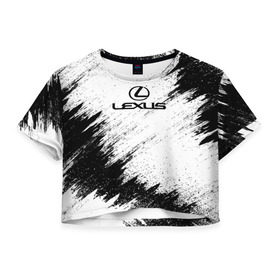 Женская футболка 3D укороченная с принтом Lexus в Курске, 100% полиэстер | круглая горловина, длина футболки до линии талии, рукава с отворотами | Тематика изображения на принте: auto | car | lexus | race | авто | гонки | краска | краски | лексус | марка | машина