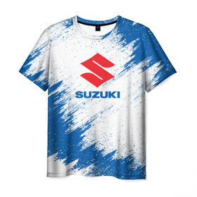 Мужская футболка 3D с принтом Suzuki в Курске, 100% полиэфир | прямой крой, круглый вырез горловины, длина до линии бедер | auto | car | race | suzuki | авто | гонки | краска | краски | марка | машина | сузуки