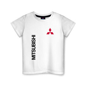 Детская футболка хлопок с принтом Mitsubishi в Курске, 100% хлопок | круглый вырез горловины, полуприлегающий силуэт, длина до линии бедер |  машина | марка | митсубиси