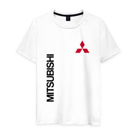 Мужская футболка хлопок с принтом Mitsubishi в Курске, 100% хлопок | прямой крой, круглый вырез горловины, длина до линии бедер, слегка спущенное плечо. |  машина | марка | митсубиси