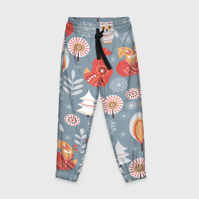 Детские брюки 3D с принтом Лесной pattern в Курске, 100% полиэстер | манжеты по низу, эластичный пояс регулируется шнурком, по бокам два кармана без застежек, внутренняя часть кармана из мелкой сетки | 