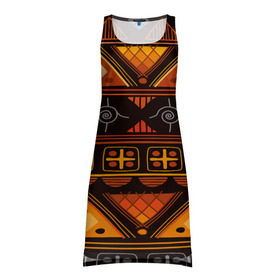 Платье-майка 3D с принтом Aztec ornament в Курске, 100% полиэстер | полуприлегающий силуэт, широкие бретели, круглый вырез горловины, удлиненный подол сзади. | aztec | geometry | pattern | symbol | world | ацтек | геометрия | народный | орнамент | символы | узор | этника | этнический