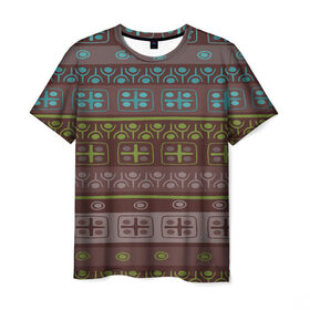 Мужская футболка 3D с принтом Aztec symbol в Курске, 100% полиэфир | прямой крой, круглый вырез горловины, длина до линии бедер | geometry | pattern | symbol | world | геометрия | народный | орнамент | символы | узор | этника | этнический