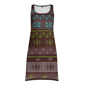 Платье-майка 3D с принтом Aztec symbol в Курске, 100% полиэстер | полуприлегающий силуэт, широкие бретели, круглый вырез горловины, удлиненный подол сзади. | Тематика изображения на принте: geometry | pattern | symbol | world | геометрия | народный | орнамент | символы | узор | этника | этнический