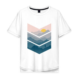 Мужская футболка хлопок Oversize с принтом Рассвет в горах в Курске, 100% хлопок | свободный крой, круглый ворот, “спинка” длиннее передней части | альпинист | горы | рассвет | человек