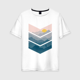 Женская футболка хлопок Oversize с принтом Рассвет в горах в Курске, 100% хлопок | свободный крой, круглый ворот, спущенный рукав, длина до линии бедер
 | альпинист | горы | рассвет | человек