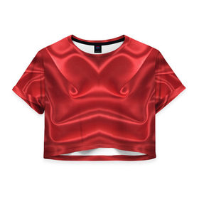 Женская футболка 3D укороченная с принтом Красный Шелк в Курске, 100% полиэстер | круглая горловина, длина футболки до линии талии, рукава с отворотами | шелк