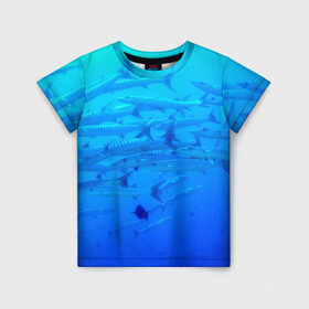 Детская футболка 3D с принтом Морская фауна в Курске, 100% гипоаллергенный полиэфир | прямой крой, круглый вырез горловины, длина до линии бедер, чуть спущенное плечо, ткань немного тянется | fish | fishes | pisces | море | морские обитатели | морской | океан | рыбы
