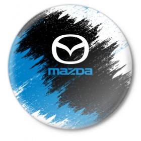 Значок с принтом MAZDA в Курске,  металл | круглая форма, металлическая застежка в виде булавки | car | mazda |  auto | авто | мазда | машина