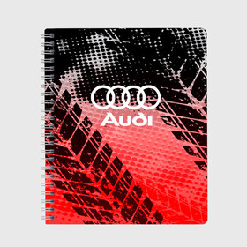 Тетрадь с принтом Audi sport auto motors в Курске, 100% бумага | 48 листов, плотность листов — 60 г/м2, плотность картонной обложки — 250 г/м2. Листы скреплены сбоку удобной пружинной спиралью. Уголки страниц и обложки скругленные. Цвет линий — светло-серый
 | Тематика изображения на принте: audi | auto | automobile | car | carbon | machine | motor | motor car | sport car | автомашина | ауди | бренд | легковой автомобиль | марка | спортивный автомобиль | тачка