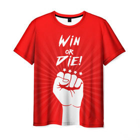 Мужская футболка 3D с принтом Девиз победителя в Курске, 100% полиэфир | прямой крой, круглый вырез горловины, длина до линии бедер | fcsm | football | sp | ssruspartak | мясные | футбольный клуб