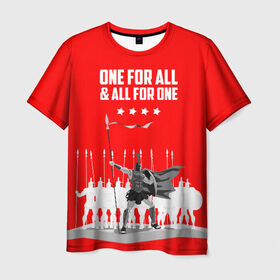Мужская футболка 3D с принтом One for all & all for one! в Курске, 100% полиэфир | прямой крой, круглый вырез горловины, длина до линии бедер | Тематика изображения на принте: fcsm | football | sp | мясные | футбольный клуб