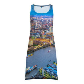 Платье-майка 3D с принтом Лондон в Курске, 100% полиэстер | полуприлегающий силуэт, широкие бретели, круглый вырез горловины, удлиненный подол сзади. | england | london | англия | великобритания | город | европа | королевство | лондон | мегаполис | путешествие | столица | туризм