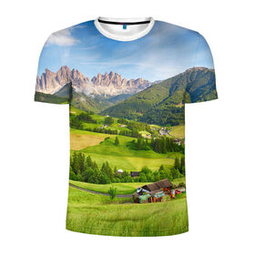 Мужская футболка 3D спортивная с принтом Альпы в Курске, 100% полиэстер с улучшенными характеристиками | приталенный силуэт, круглая горловина, широкие плечи, сужается к линии бедра | австрия | альпы | германия | горный хребет | горы | италия | красота | лес | лихтенштейн | луг | пейзаж | природа | простор | раздолье | словения | франция | швейцария