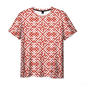 Мужская футболка 3D с принтом Духобор (Обережная Вышивка) в Курске, 100% полиэфир | прямой крой, круглый вырез горловины, длина до линии бедер | орнамент | русь | узоры