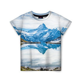 Детская футболка 3D с принтом Альпы в Курске, 100% гипоаллергенный полиэфир | прямой крой, круглый вырез горловины, длина до линии бедер, чуть спущенное плечо, ткань немного тянется | Тематика изображения на принте: австрия | альпийские горы | альпийский хребет | альпы | германия | горное озеро | горные лыжи | европа | италия | лихтенштейн | пейзаж | природа | словения | сноуборд | франция | швейцария