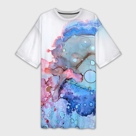 Платье-футболка 3D с принтом Акварельные разводы в Курске,  |  | abstraction | color | spray | tie dye | абстракция | акварель | брызги красок | живопись | искусство | капли капли | краски | текстуры | цветные краски | яркие цвета