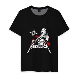 Мужская футболка хлопок с принтом Metallica в Курске, 100% хлопок | прямой крой, круглый вырез горловины, длина до линии бедер, слегка спущенное плечо. | m | metallica | группа | джеймс хэтфилд | кирк хэмметт | ларс ульрих | метал | металика | металлика | миталика | музыка | роберт трухильо | рок | трэш | трэшметал | хард | хардрок | хеви | хевиметал