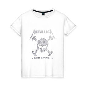 Женская футболка хлопок с принтом Metallica, death magnetic в Курске, 100% хлопок | прямой крой, круглый вырез горловины, длина до линии бедер, слегка спущенное плечо | metallica | джеймс хэтфилд | кирк хэмметт | ларс ульрих | металлика | роберт трухильо | рок группа