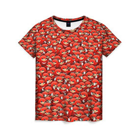 Женская футболка 3D с принтом Угандийские Наклзы в Курске, 100% полиэфир ( синтетическое хлопкоподобное полотно) | прямой крой, круглый вырез горловины, длина до линии бедер | sonic | ехидна | красный | мем | паттерн | персонаж | соник | толпа