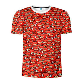 Мужская футболка 3D спортивная с принтом Угандийские Наклзы в Курске, 100% полиэстер с улучшенными характеристиками | приталенный силуэт, круглая горловина, широкие плечи, сужается к линии бедра | sonic | ехидна | красный | мем | паттерн | персонаж | соник | толпа