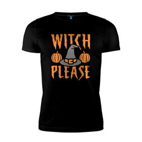 Мужская футболка премиум с принтом Witch Please в Курске, 92% хлопок, 8% лайкра | приталенный силуэт, круглый вырез ворота, длина до линии бедра, короткий рукав | anime | halloween | little witch academia | magic | sucy manbavaran | witch | академия ведьмочек | аниме | волшебство | магия | хэллоуин