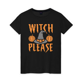 Женская футболка хлопок с принтом Witch Please в Курске, 100% хлопок | прямой крой, круглый вырез горловины, длина до линии бедер, слегка спущенное плечо | anime | halloween | little witch academia | magic | sucy manbavaran | witch | академия ведьмочек | аниме | волшебство | магия | хэллоуин