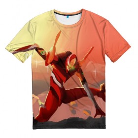 Мужская футболка 3D с принтом Evangelion в Курске, 100% полиэфир | прямой крой, круглый вырез горловины, длина до линии бедер | anime | evangelion | neon genesis | rei ayanami | евангелион