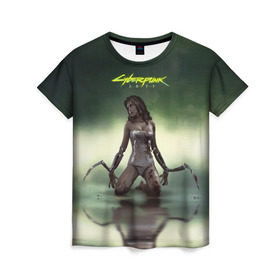 Женская футболка 3D с принтом Cyberpunk2077 в Курске, 100% полиэфир ( синтетическое хлопкоподобное полотно) | прямой крой, круглый вырез горловины, длина до линии бедер | 2077 | cd project | cyberpunk | red | ведьмак | киберпанк