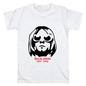 Мужская футболка хлопок с принтом Kurt D. Cobain в Курске, 100% хлопок | прямой крой, круглый вырез горловины, длина до линии бедер, слегка спущенное плечо. | 