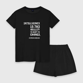 Женская пижама с шортиками хлопок с принтом 1N73LL1G3NC3 в Курске, 100% хлопок | футболка прямого кроя, шорты свободные с широкой мягкой резинкой | stephen hawking | наука | стивен хокинг | ученый | физика | черная дыра