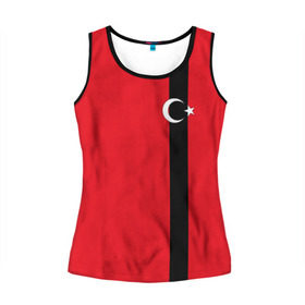 Женская майка 3D с принтом Турция лента в Курске, 100% полиэстер | круглая горловина, прямой силуэт, длина до линии бедра | tr | tur | анкара | герб | государство | знак | надпись | патриот | полосы | республика | символ | стамбул | страна | турецкая | турецкий | турки | турок | турция | турчанка | флаг | флага | цвета