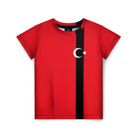 Детская футболка 3D с принтом Турция лента в Курске, 100% гипоаллергенный полиэфир | прямой крой, круглый вырез горловины, длина до линии бедер, чуть спущенное плечо, ткань немного тянется | tr | tur | анкара | герб | государство | знак | надпись | патриот | полосы | республика | символ | стамбул | страна | турецкая | турецкий | турки | турок | турция | турчанка | флаг | флага | цвета
