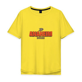 Мужская футболка хлопок Oversize с принтом Анахайм Дакс в Курске, 100% хлопок | свободный крой, круглый ворот, “спинка” длиннее передней части | anaheim ducks | nhl | нхл | хоккей