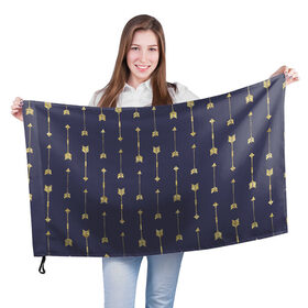 Флаг 3D с принтом Золотые стрелы в Курске, 100% полиэстер | плотность ткани — 95 г/м2, размер — 67 х 109 см. Принт наносится с одной стороны | стрелы